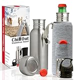 Stainless Steel Beer Bottle Cooler - NEW Design Prevents Leaks + Bottle Stopper + Insulated Bag + Bottle Opener + Carabiner - 12 OZ Bottles- Keeps Beer Ice Cold By Smart Ideas for Life