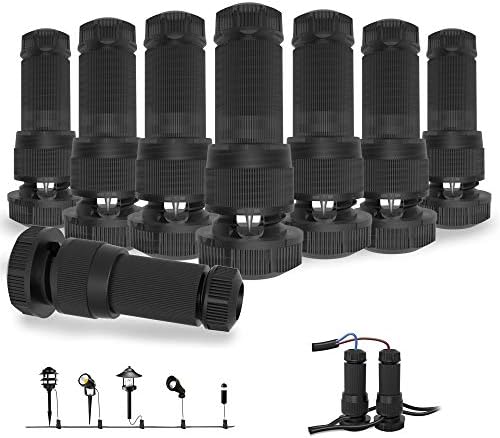 JACKYLED 8-Pack Low Voltage Fastlock Wire Connectors for Panorama Lighting, 12-16 Gauge Cable Excessive Efficiency Piercing Connectors for Outside Backyard Path Lights Spotlights (Black)