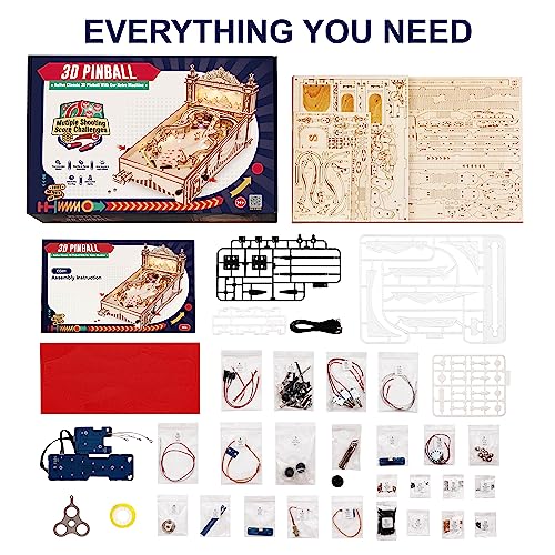 ROBOTIME Wooden Puzzle 3D Pinball, Mechanical Wooden Model Build for Adults and Teenagers, Pinball Christmas and Birthday Gifts