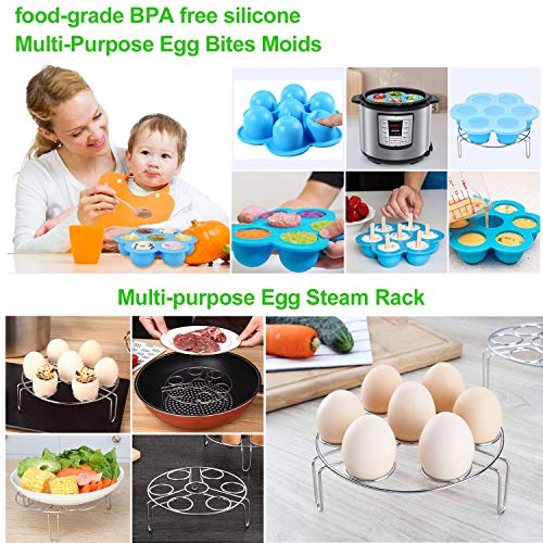 16 Pieces Pressure Cooker Accessories Set Compatible with Instant Pot 6, 8 Qt - Steamer Basket, Springform Pan, Egg Rack, Egg Bites Mold, Measuring Spoon, Magnetic Cheat Sheet