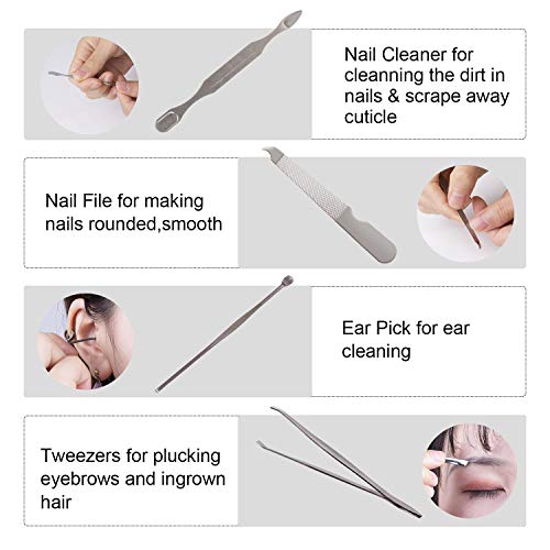 Manicure Set Nail Clippers Tool 8 in 1 Professional Stainless Steel Portable Travel Grooming Kit Nail Care Nail Scissors Kit Gift for Men Women Lover Parents Elder Patient Nail Care