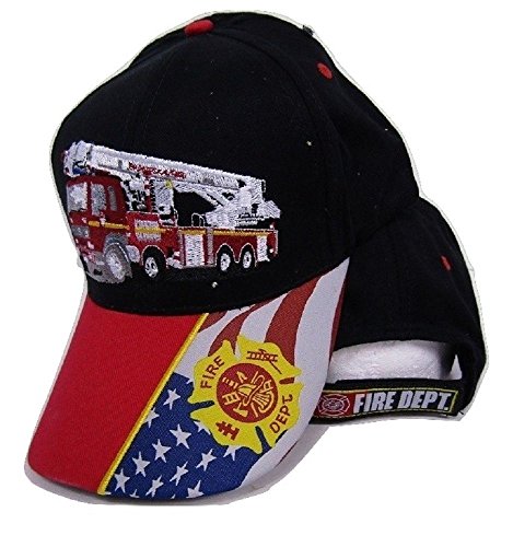 Fire Truck Engine USA Flag Dept Department Fighter Rescue Embroidered Cap Hat