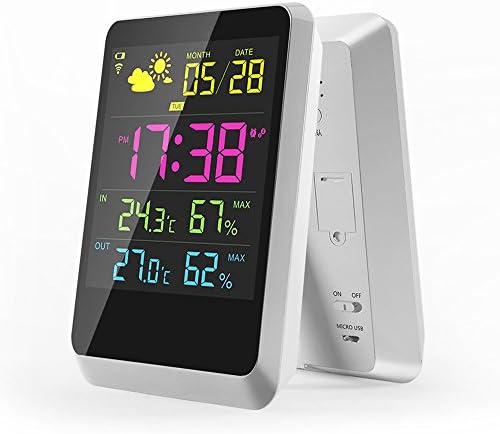 Xianan Digital Alarm Clock, Wireless Weather Station with Large Night Lighting LCD Screen, Weather Monitor Table Clock Indoor/Outdoor with Temperature/Humidity Forecast