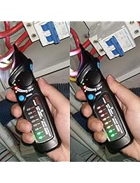 Bside AVD06   Medidor de voltaje sin contacto, detector de voltaje de CA con sensor eléctrico, lápiz de detección de voltaje de CA ajustable, modo dual, comprobador de cable en vivo y localizador con 8 indicadores LED