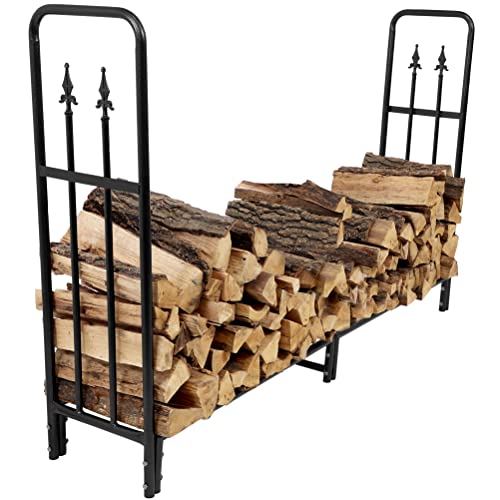 Sunnydaze 6Foot Decorative Firewood Log Rack Indoor/Outdoor Black