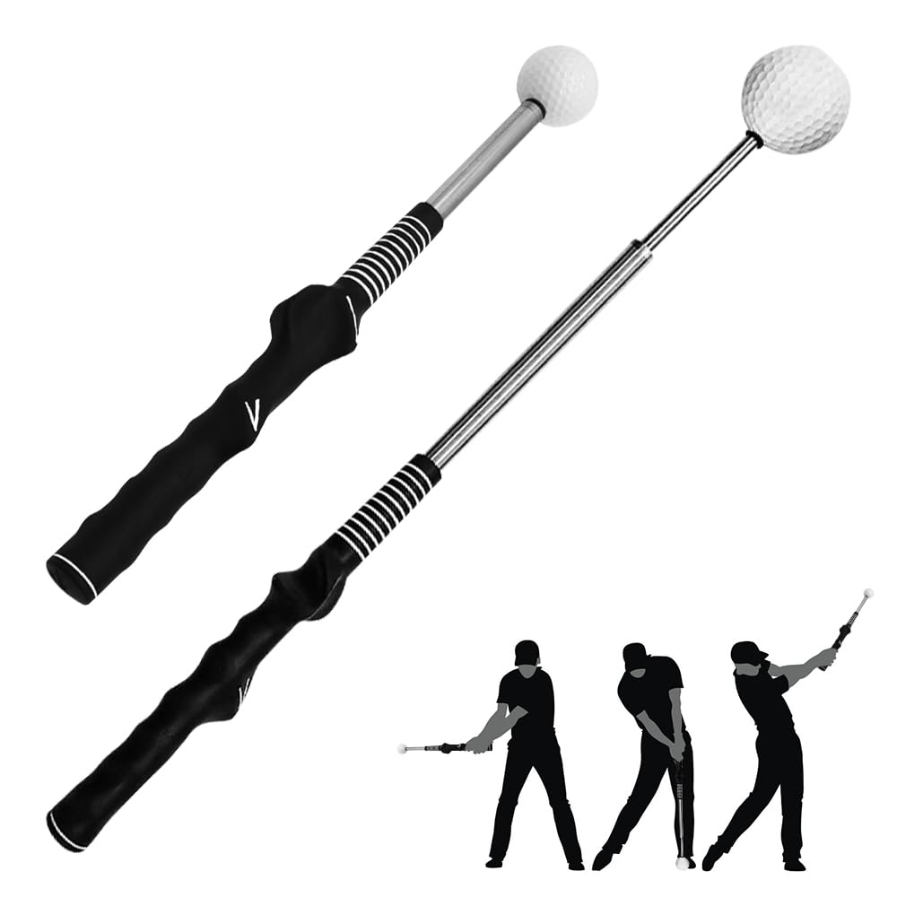 AVCXEC Retractable Golf Training Aid, Golf Swing Training Aid, Golf Swing Trainer for Warm up, Golf Grip Trainer,Strength&Tempo Training for Chipping Hitting,for Beginner Professional Indoor Practice