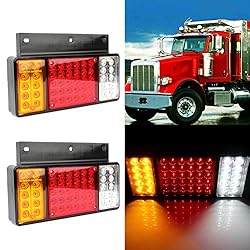 cciyu 2Pcs Side Marker Lights Red/Amber/White Left