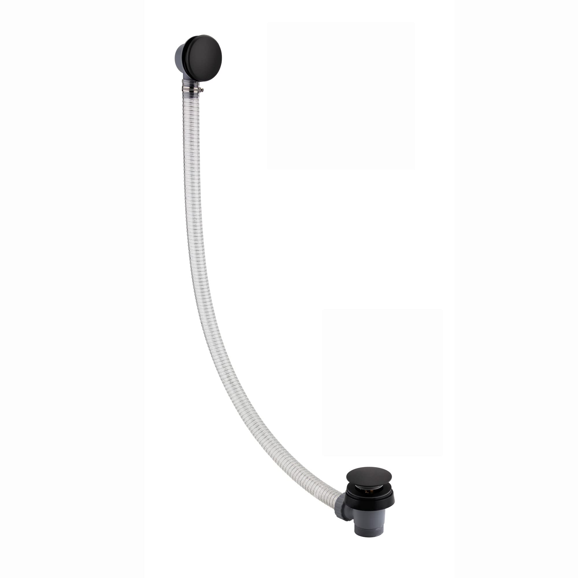 ENKI, W35, 1.5 Inch Matte Black Bath Waste & Overflow, Sturdy Plastic Pipping, Pop Up Waste Connection, Contemporary Design, Pop Up Bath Plug Waste, Easy Clean, Easy to Install Bath Waste Kit, Fixings