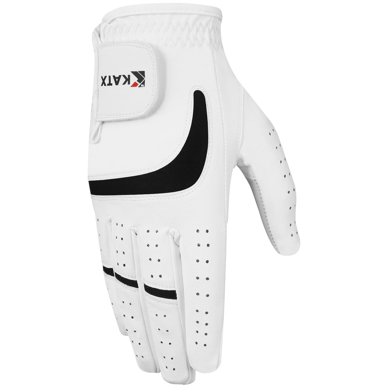 Katx Men's Full Finger Golf Glove Durable Premium Leather Left Hand Right All Weather Spann Glove Stratus Tech Golf Glove Non Slip Flexible Golfing (L, Right)