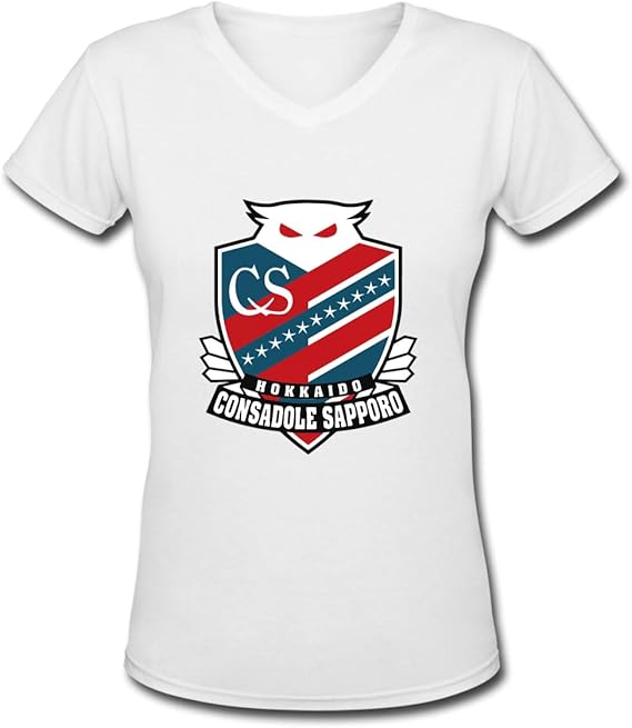 Amazon Co Jp ファッション人気 Tシャツ Vネック ベーシック レディース 半袖 北海道コンサドーレ札幌白い L 服 ファッション小物