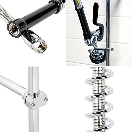 Heavy Duty Wall Mounted Pre-Rinse Commercial Faucet with 12" Add-On Faucet and Adjustable 12" Wall Bracket