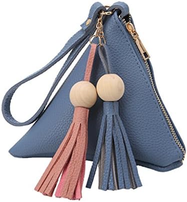 Padory New Fashion Women Tassel Beads Clutch Triangle Shape Handbag Purse Bag 5 Colors (Blue)
