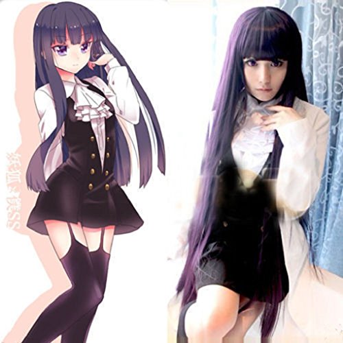100cm Long Dark Purple Shirakiin Ririchiyo Straight Cosplay Party Wig