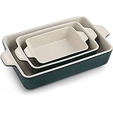 Sweejar Ceramic Bakeware Set, Rectangular Baking Dish Lasagna Pans for Cooking, Kitchen, Cake Dinner, Banquet and Daily Use, 11.8 x 7.8 x 2.76 Inches of Casserole Dishes (Jade)