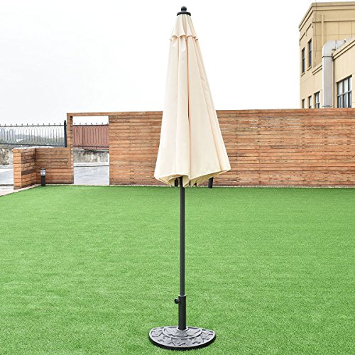 SKEMiDEX---8.2Ft Height Adjustable Outdoor Patio Umbrella Market Sun Shade Beech Beige New. Ideal For Commercial And Residential Use Height Adjustable Range From 5.2ft To 8.0ft