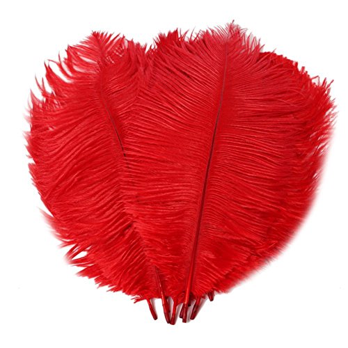 AABABUY Pack of 50,Naturl Ostrich Feathers 10-12inch (25-30cm) Plumes Wedding,Clothing,Party,Table Decoration,DIY (Red)