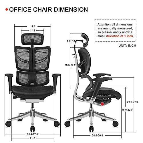 MOOJIRS Ergonomic Office Chair with Headrest Adj and Tilt Limiter