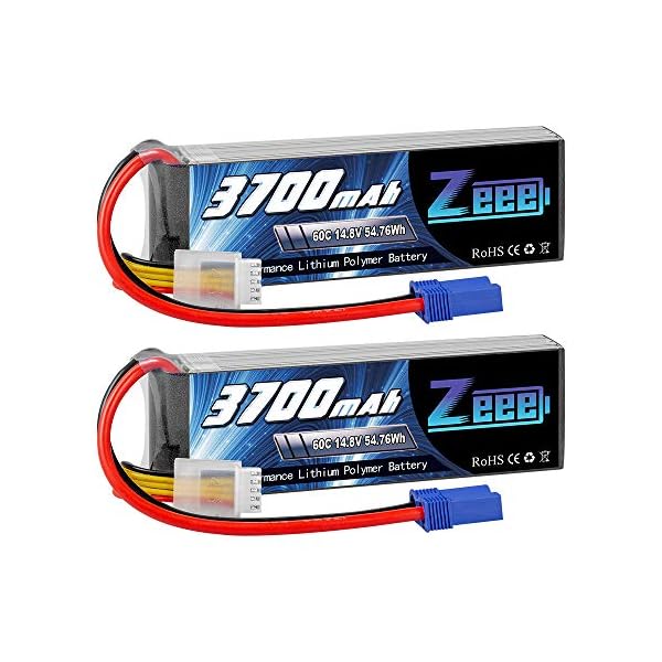 Zeee 4S Lipo Akku 14,8V 3700mAh 60C RC Lipo Batterien mit EC5 Stecker für UAV Drones FPV Rennrad Quadcopters Flugzeug…