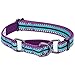 Blueberry Pet 4 Colors 3M Reflective Multi-Colored Stripe Martingale Safety Training Dog Collar, Violet and River Blue, Medium, Heavy Duty Adjustable Collars for Dogs