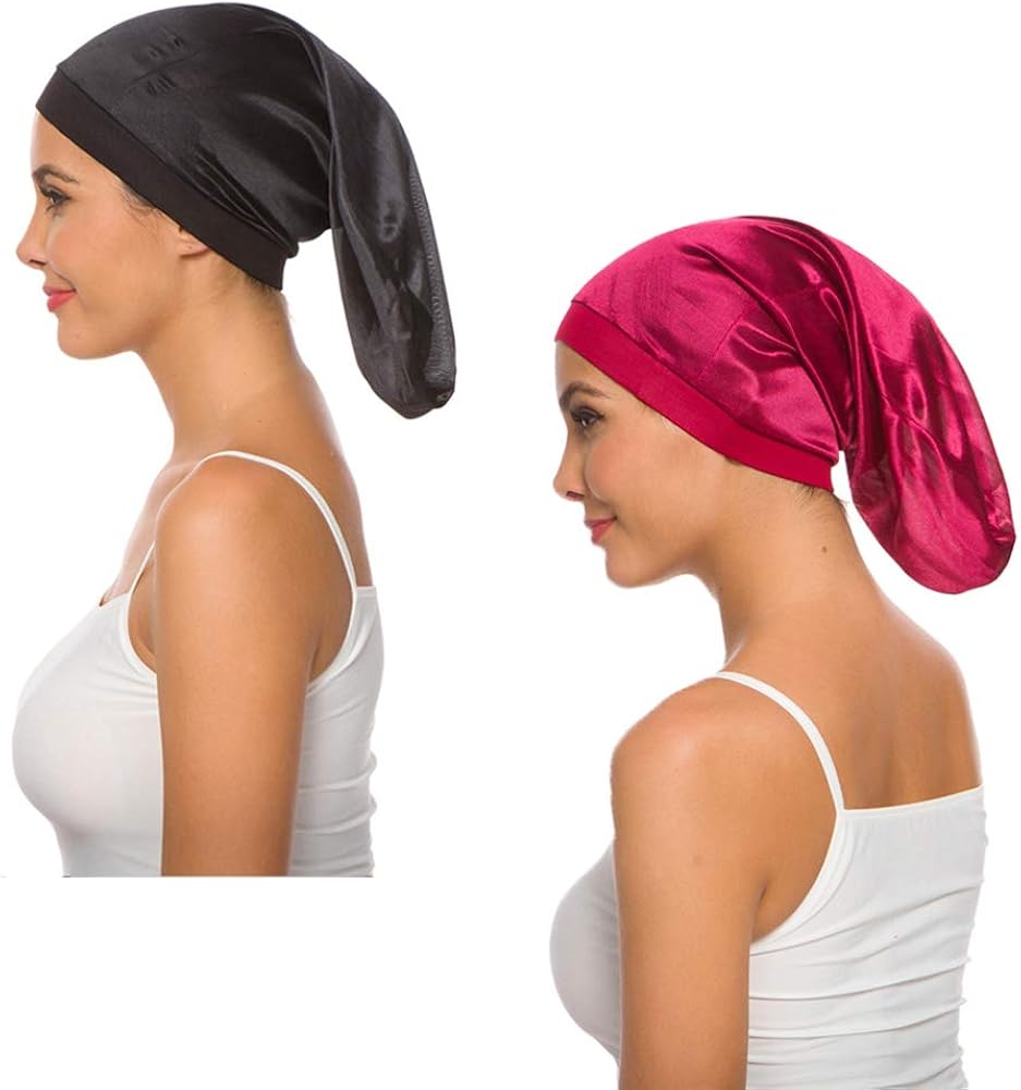 Dreadlock Sleeping Caps, 2Pack Women Men Spandex Night Sleep Hat Hair for