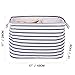 DOKEHOM 17-Inches Large Storage Basket (Available 15 and 17 Inches Width), Drawstring Square Cotton Linen Collapsible Toy Basket (Blue Strips, L)
