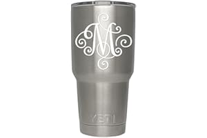 ViaVinyl Monogram die cut decal/sticker. CLICK FOR COLOR/LETTER OPTIONS. AVAILABLE IN FOUR COLORS AND ALL LETTERS A-Z! Great for windows, Yeti and RTIC tumblers, Macbooks and more! (Letter "M", White)