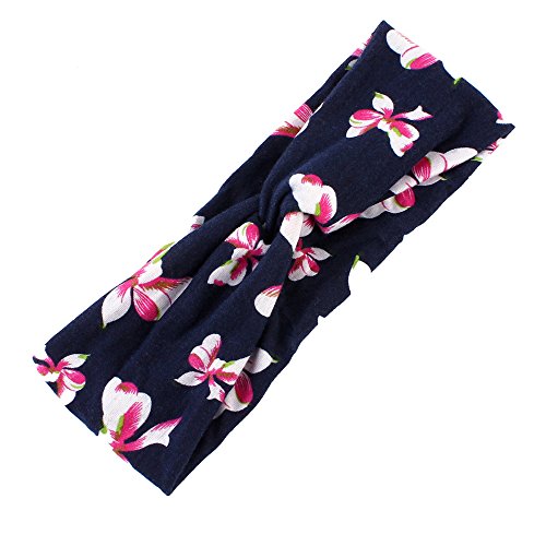 Adecco LLC 6 Pack Women Headband Elastic Turban Floal Style Criss Cross Head Wrap Hair Band (Floral) - Thumbnail 3