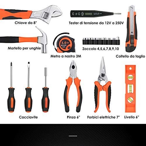 AWANFI Werkzeugkoffer mit Akkuschrauber 35PCs Handwerkzeuge Kit mit Bohrschrauber Werkzeugset 16.8 V 1500 mAh 2 Li-ion… – Bild 5