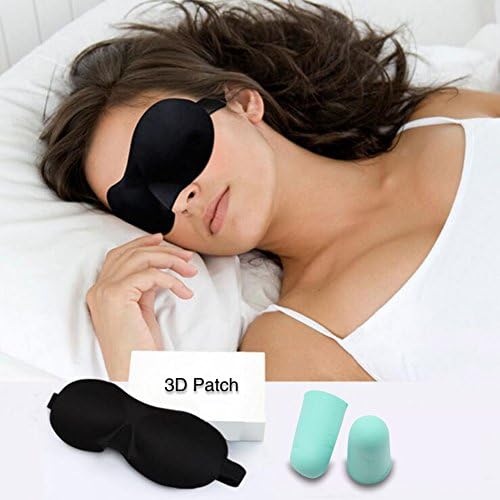 My Zhuo 3D Eye Sleep Mask Blindfold Cover for Sleeping Travel Men Women Kids Anti-fatigue Protecting Mask with Ear plugs (Black)