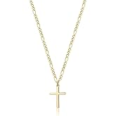 TASBERN Cross Necklace for Men 14K Gold Filled Stainless Steel Polished Plain Cross Pendant Necklace Simple Religious Jewelry Gift for Son