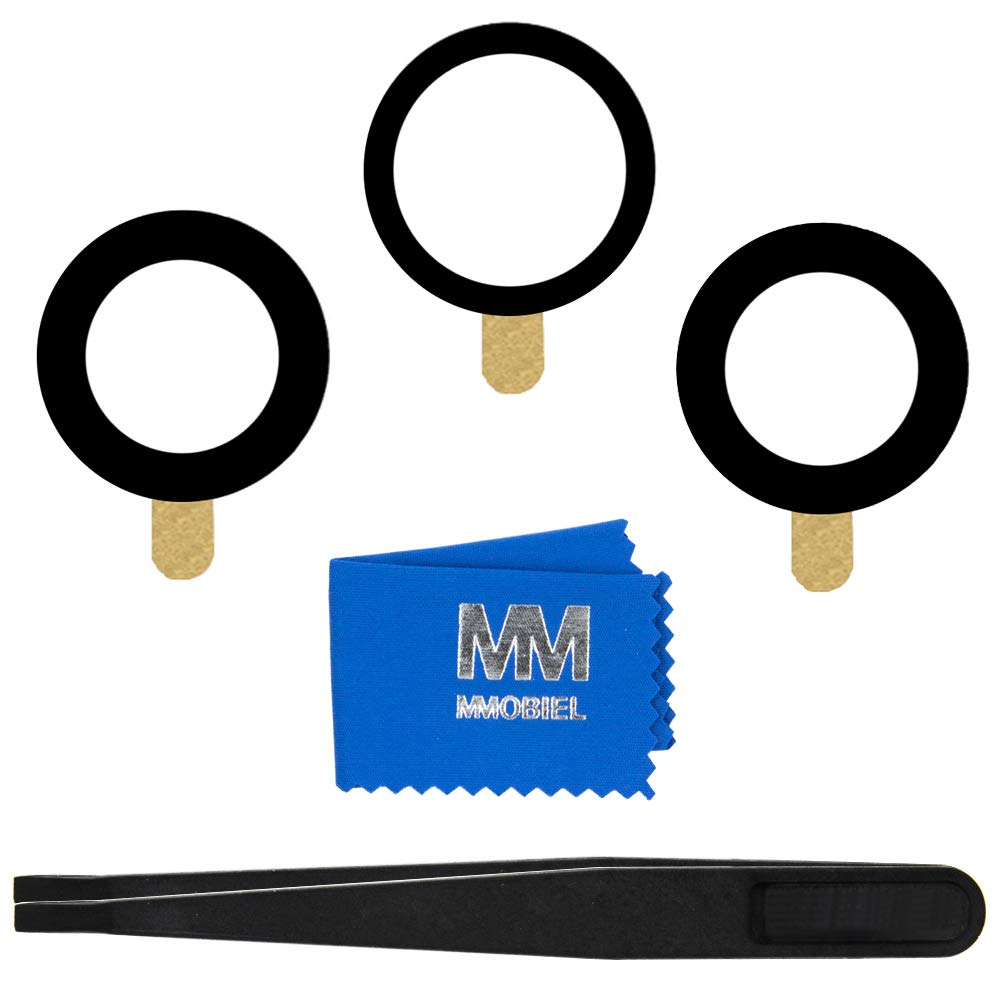 MMOBIEL Rear Camera Glass Lens Compatible with iPhone 12 Pro Max 2020 Camera Glass with Double Sided Adhesive Tweezers and Cloth Included – Black