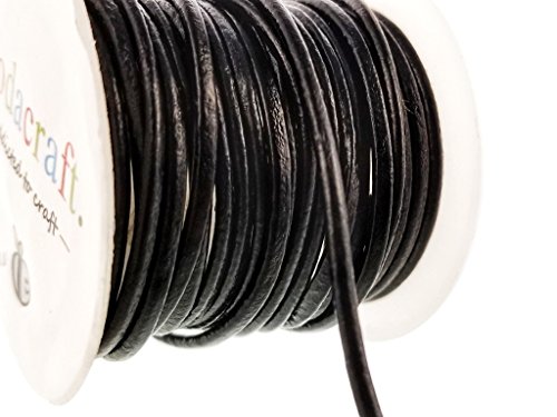 10ft Bulk Genuine Black Leather Cowhide Round Cording String Strips- 2mm
