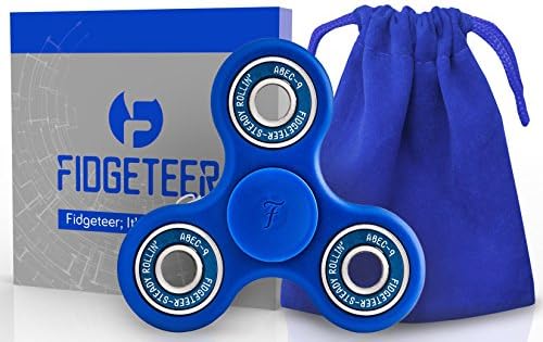 Fidget Spinner [3d Figit] | Tri Spinners | Double Sided Figet Toy with Pouch and Warranty (Street Blue) by Fidgeteer