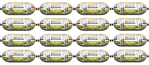 CountryPet Naturals Pasteurized Frozen Dog Food, 1.5 lbs, Lamb and Vegetable Recipe, 16 Rolls (24 lbs Total), Made in New Zealand