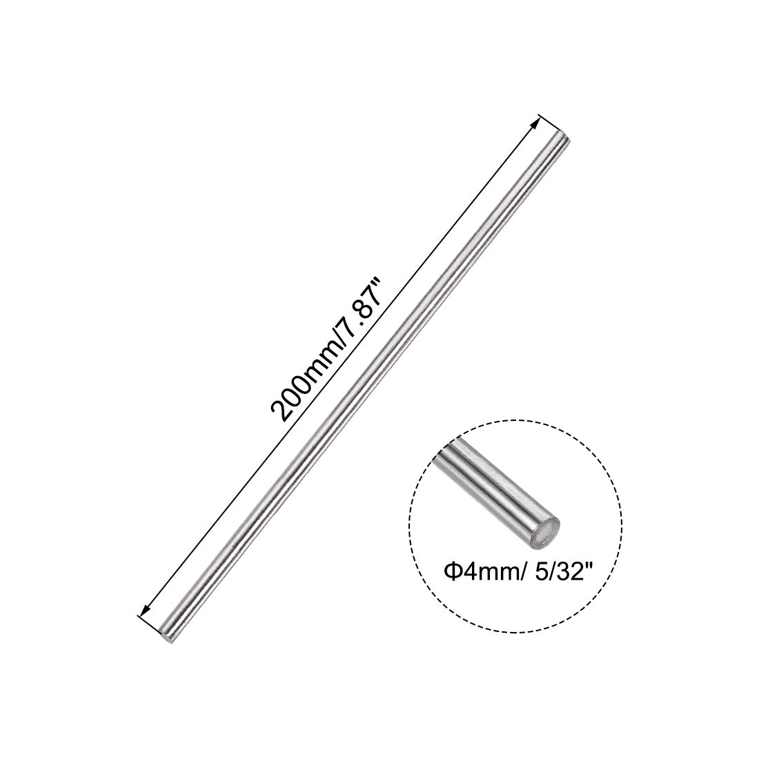 sourcing map 4mm x 200mm 304 Stainless Steel Solid Round Rod for DIY Craft - 10pcs - Image 3