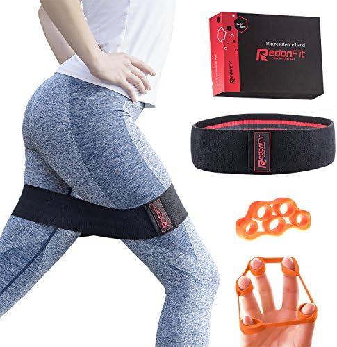 RedonFit Thigh Bands for Workout, NO-SLIP Technology with Finger Stretchers and a Workout Guide in a Gift Box | Hip Band Resistance for home &amp; gym training