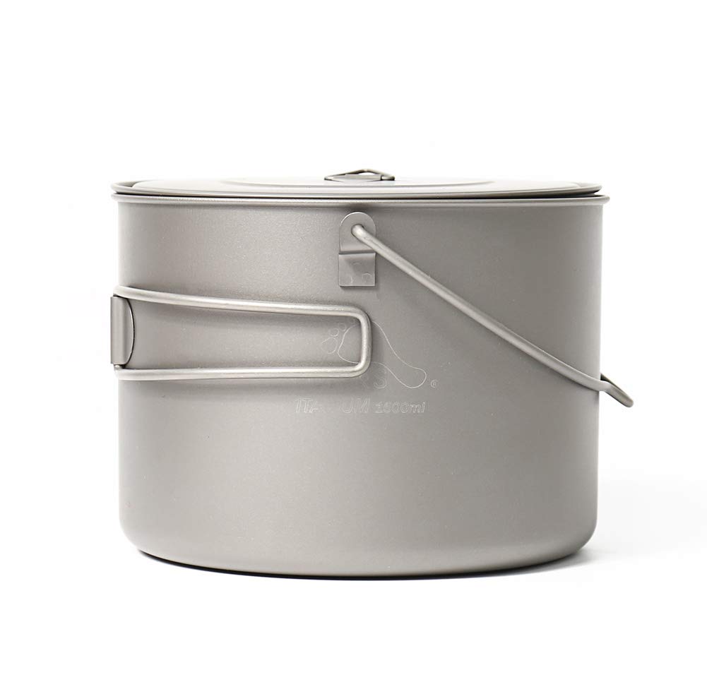 TOAKS Titanium Outdoor Camping Hanging Pot With Bail Handle Easy to Carry, a Variety of Capacities (1600ml)