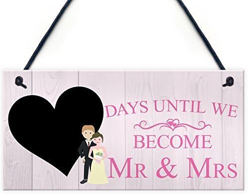 Alvis Petty Countdown Days Until Mr &amp; Mrs Couple Chalkboard Wedding Engagement Gift Sign