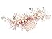 Mariell Handmade Rose Gold Bridal Hair Comb Headpiece with Pearls, Crystals & Hand-Enameled Matte Petals