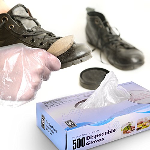 Disposable Poly Gloves, One Size Fits All, 500 ct, Great for Food Preparation, Latex Free, BPA Free