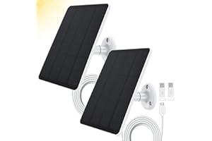 TEKCAM 2 Pack Solar Panel Compatible with WYZE Battery Cam Pro, 4W 5V Solar Panel with 10ft Micro USB Charging Extension Cable for Outdoor Battery Powered Security Camera, Adjustable Wall Mount