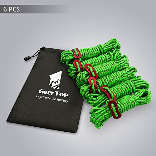 GEERTOP Reflective Guylines 4mm Tent Cords Lightweight Camp Ropes with Aluminum Adjuster