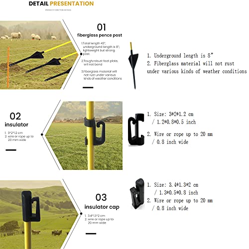 45" Electric Fence Fiberglass Posts/Stepin Fence Post Pack of 10
