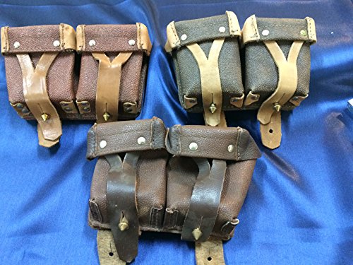 2 Pack Original Russian Military Surplus Mosin Nagant M38 M44 91/30 1891 91 30 7.62x54 Leather Ammo Pouches W/Free Rem Oil Wipe - Thumbnail 3