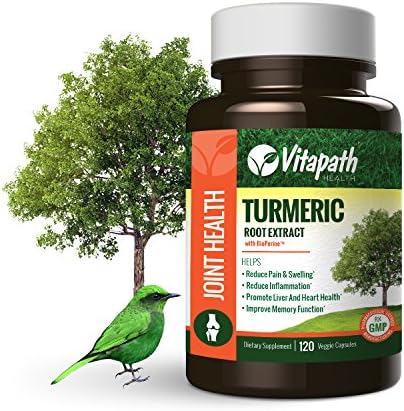Turmeric Root Extract Antioxidant, 95% Curcuminoids, 1200mg VItamin Supplement, Anti Inflammatory, Improves Memory and Promotes Liver &amp; Heart Health, 100% Natural, 120 Count, By VitaPath