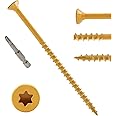 LIONMAX Deck Screws 4 Inch, Wood Screws #10 x 4, 50 PCS, Rust Resistant, Exterior Epoxy Coated, Outdoor Decking Screws, Torx/Star Drive Head Deck Screw, T25 Star Bit Included, Tan