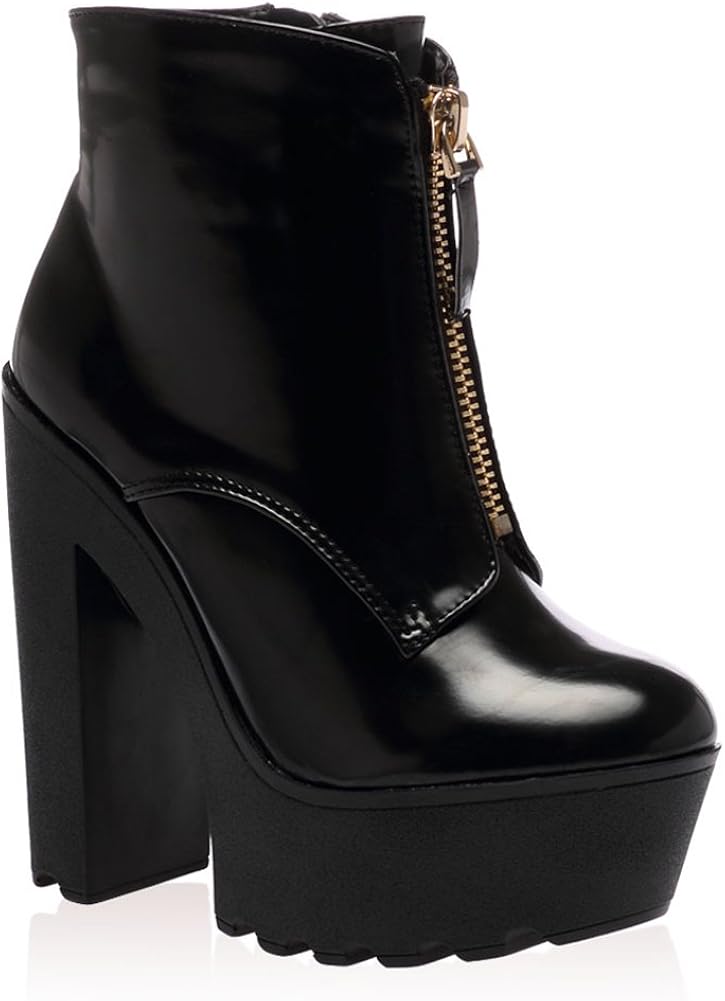 Plateau Boots Mit Blockabsatz