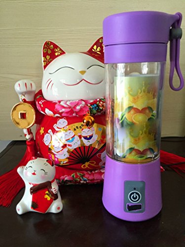 Click Here to See More Images PLLP Electric Mini Juicer Home Portable Multifunctional Fruit Juice Cup Small Juice Plastic Cup,Purple,8.2 8 23.5CM