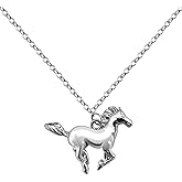 BANCHELLE Horse Pendant Horse Necklaces with Pouch Silver