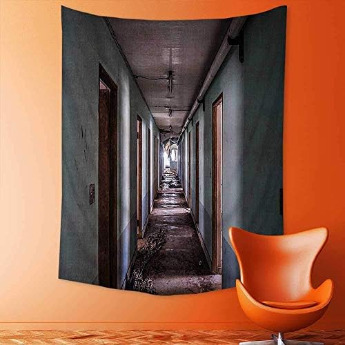 adshdjfbdjh2 Wall Hanging 3D Printing Tapestry Hallway of Korean Psychiatric Hospital Asylum Nostalgic Picture Brown Blue Wall Tapestry for Dorm Living Room Bedroom 150x150 cm